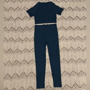 Active Wear Set 2 Piece Dark Blue Ribbed Both Size Small Thick Compression